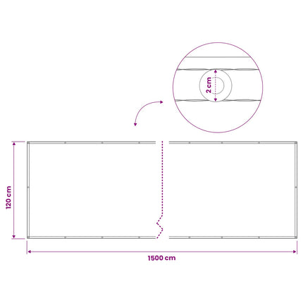 Balkongskärm 1,2 x 15 m Tyg med PU-beläggning Beige