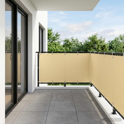 Balkongskärm 1,2 x 25 m Tyg med PU-beläggning Beige