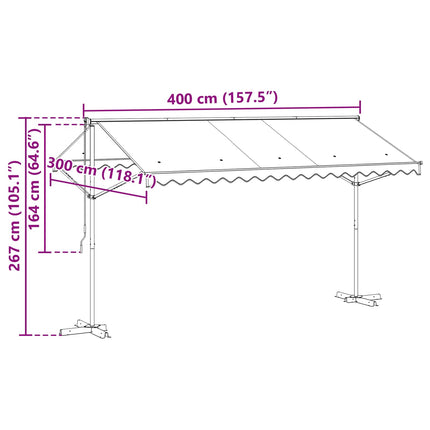 Fristående markis 4 × 3 m Polyester Antracit