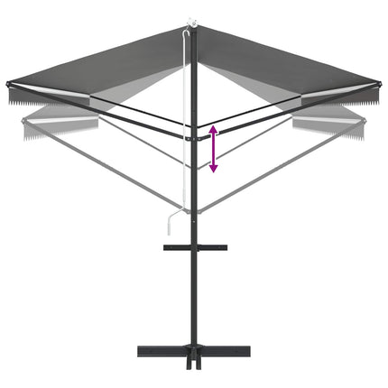 Fristående markis Grå 6 x 3 m Polyester