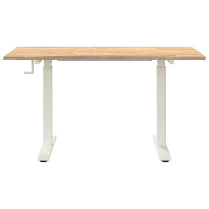 Skrivbord Vit och Naturlig 140 x 60 cm Massivt Ekträ