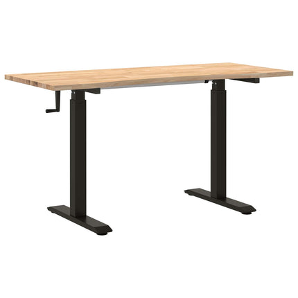 Skrivbord Svart och naturlig 140 x 60 cm Massivt Ekträ
