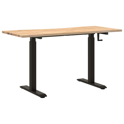 Skrivbord Svart och naturlig 140 x 60 cm Massivt Ekträ
