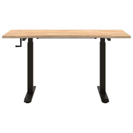 Skrivbord Svart och naturlig 140 x 60 cm Massivt Ekträ