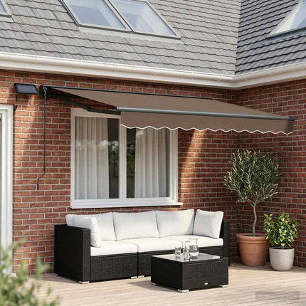 Manuell markisram med LED-lampor Taupe 2,5 x 2 m