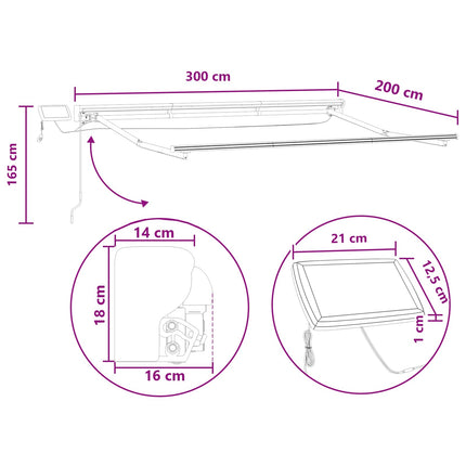 Manuell markisram med LED-lampor Taupe 3 x 2 m