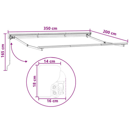 Utdragbar markis Taupe 3,5 x 2 m Polyester och aluminium