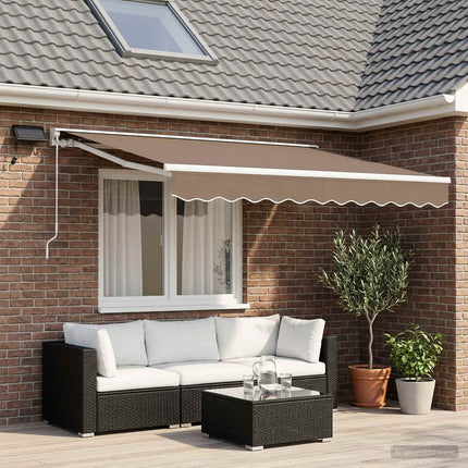 Manuell markisram med LED-lampor Taupe 3,5 x 2 m