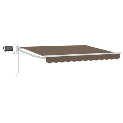 Manuell utdragbar markis med LED-lampor Taupe
