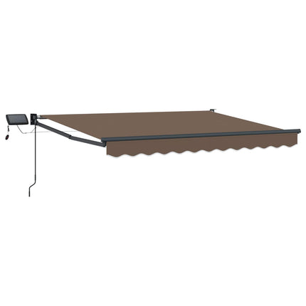 Manuell utdragbar markis med LED-lampor Taupe