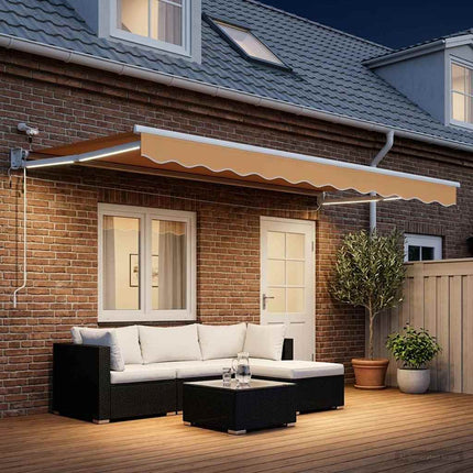 Elektrisk Retraktabel Markis Sand 100% Polyester och Aluminium