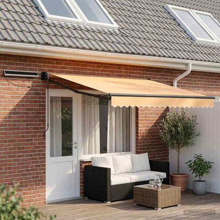 Elektrisk Retraktabel Markis Sand 100% Polyester och Aluminium