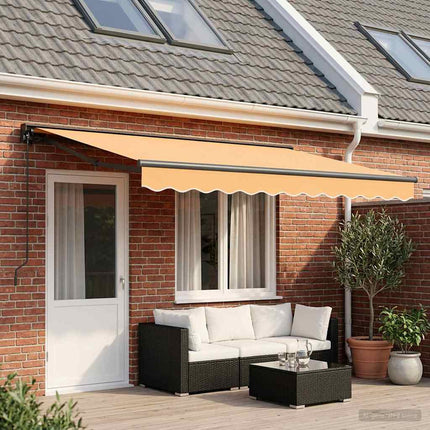 Manuell Utdragbar Markis Sand 5 × 3,5 m Polyester och aluminium