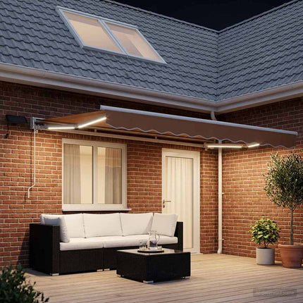 Manuell markisram med LED-lampor Sand 4 × 3 m