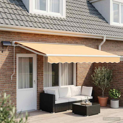 Manuell markisram med LED-lampor Sand 4,5 × 3,5 m
