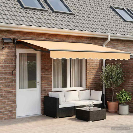Manuell markisram med LED-lampor Sand 5 x 3 m
