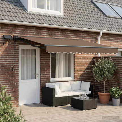 Manuell markisram med LED-lampor Taupe 5 × 3,5 m
