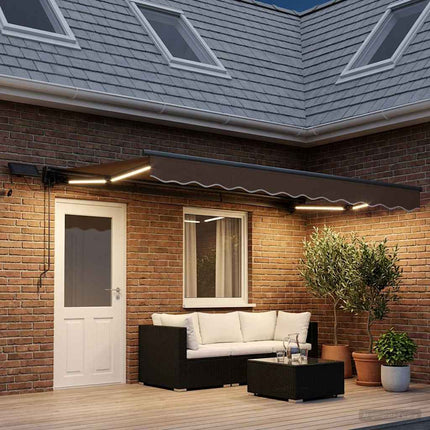 Manuell markisram med LED-lampor Taupe 4 x 2 m