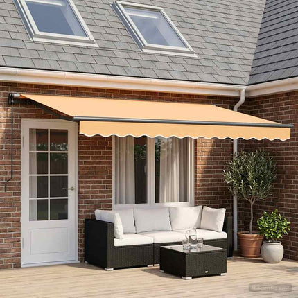 Utdragbar markis Sand 400 × 350 cm Polyester och aluminium