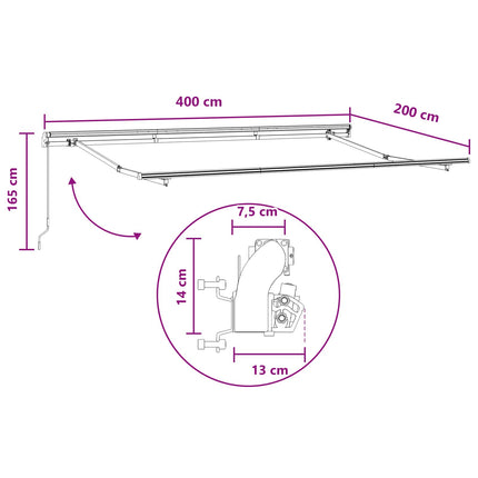 Utfällbar markis Taupe 4 x 2 m tyg
