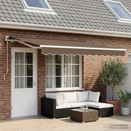 Utdragbar markis Taupe 450 × 350 cm Duk och Aluminium