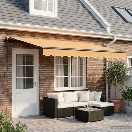 Utdragbar markis Sand 450 × 350 cm Duk och Aluminium