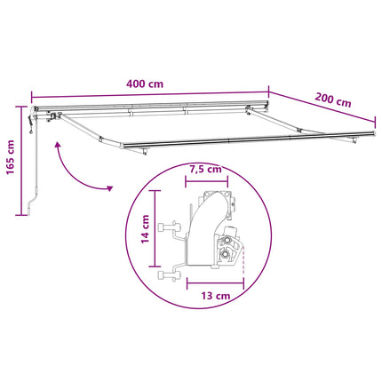 Utfällbar markis Taupe 4 x 2 m tyg
