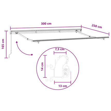Utdragbar markis Taupe 300 x 250 cm Polyester och aluminium