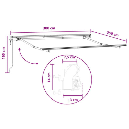 Utdragbar markis Taupe 300 x 250 cm Duk och Aluminium