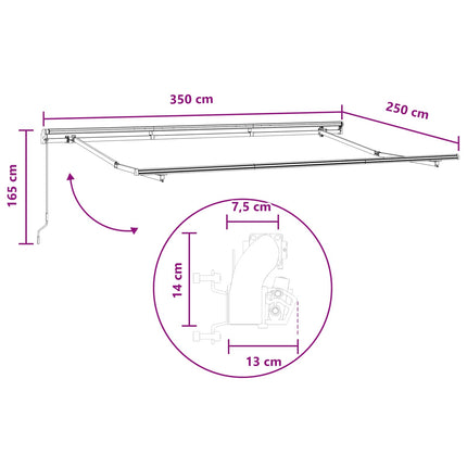 Utfällbar markis Sand 350 x 250 cm Polyester och Stål