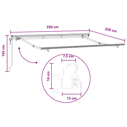 Utfällbar markis Ljusgrå och vit. 350 x 250 cm