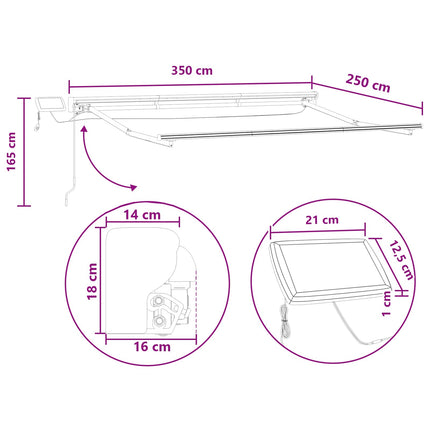 Manuell markisram med LED-lampor Sand 3,5 x 2,5 m