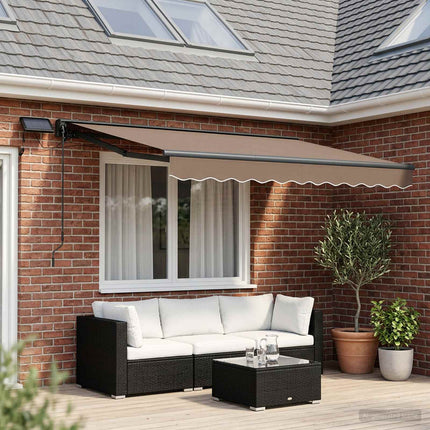 Manuell markisram med LED-lampor Taupe 3,5 x 2,5 m