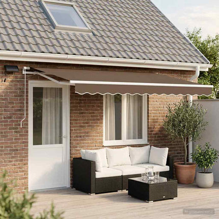 Utdragbar markis Taupe 400 × 300 cm Duk och Aluminium