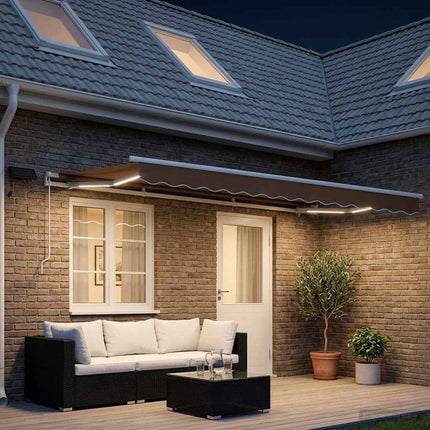 Utdragbar markis Taupe 450 × 350 cm Duk och Aluminium
