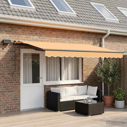 Utdragbar markis Sand 450 × 300 cm Duk och Aluminium