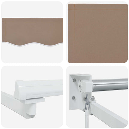 Manuell utdragbar markis med LED-lampor Taupe