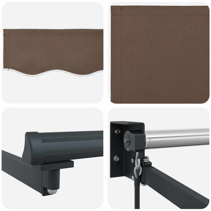 Manuell utdragbar markis med LED-lampor Taupe