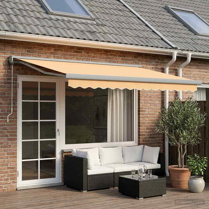 Utdragbar markis Sand 500 × 300 cm Tyg och Metall