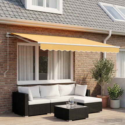 Utdragbar markis Sand 400 × 350 cm Polyester och aluminium