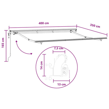 Utdragbar markis Sand 400 × 350 cm Duk och Aluminium