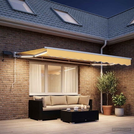 Manuell markisram med LED-lampor Sand 4 × 3,5 m