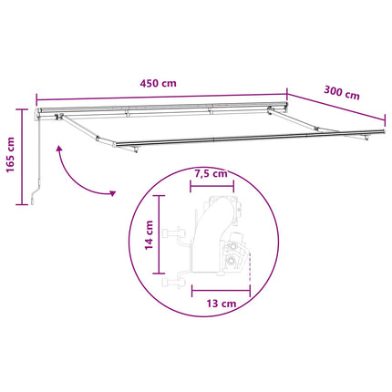 Utdragbar markis Taupe 450 × 300 cm Polyester och aluminium
