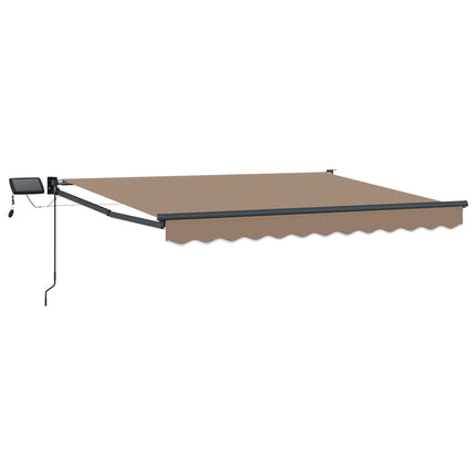Manuell utdragbar markis med LED-lampor Taupe