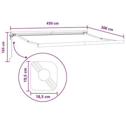 Utdragbar markis Sand 450 × 300 cm Tyg och Metall
