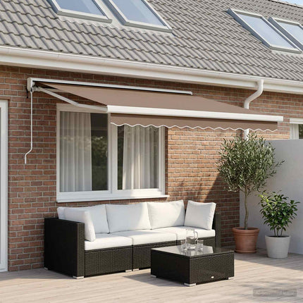 Utdragbar markis Taupe 450 × 300 cm Tyg och Metall