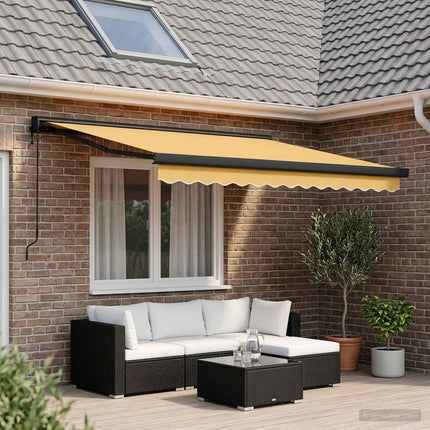 Utdragbar markis Sand 450 × 300 cm Tyg och Metall