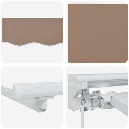Manuell markisram med LED-lampor Taupe 4,5 × 3 m