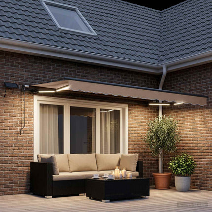 Utdragbar markis Taupe 450 × 350 cm Duk och Aluminium