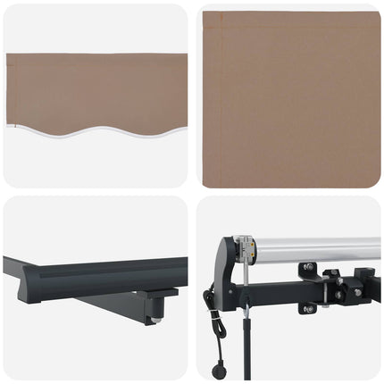 Utdragbar markis Taupe 450 × 350 cm Polyester